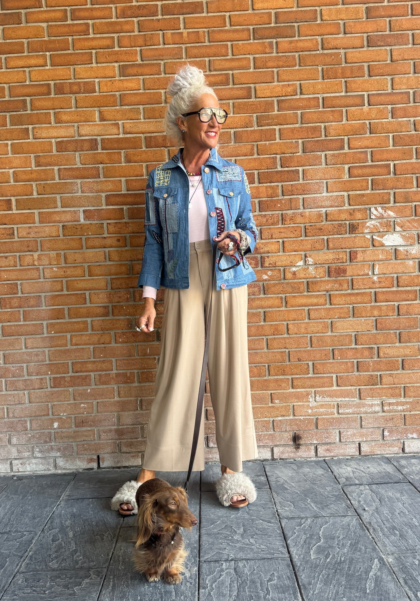 100% Cotton Denim Shacket with Multi-Colour Embroidery