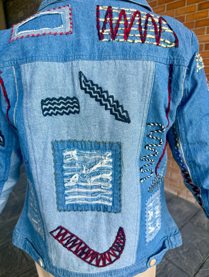 100% Cotton Denim Shacket with Multi-Colour Embroidery