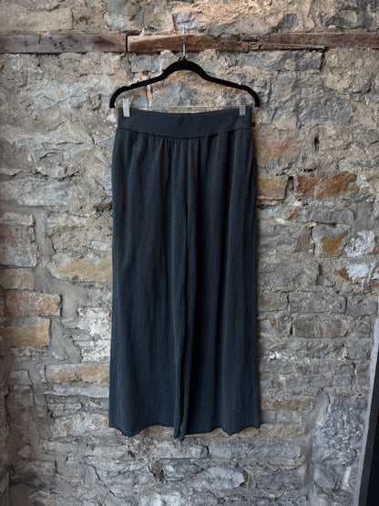 100% Cotton V-neck Relaxed Fit Top and Wide Leg Pant 2pc SET- PEACOCK BLUE