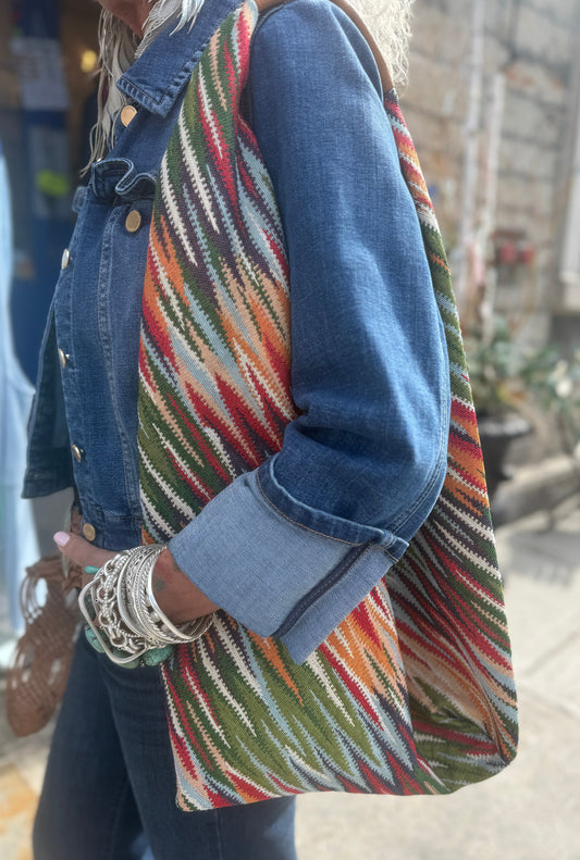 100% Cotton Hobo Tote- Multicolour Print