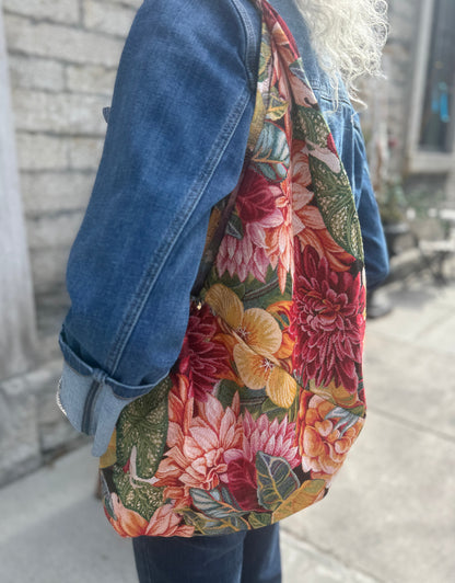 100% Cotton Hobo Tote-Multi Colour Palm Print