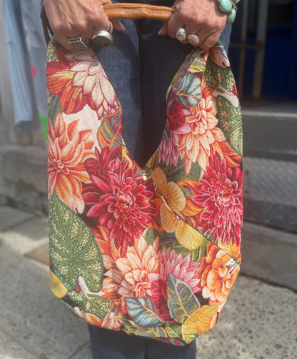 100% Cotton Hobo Tote-Multi Colour Palm Print