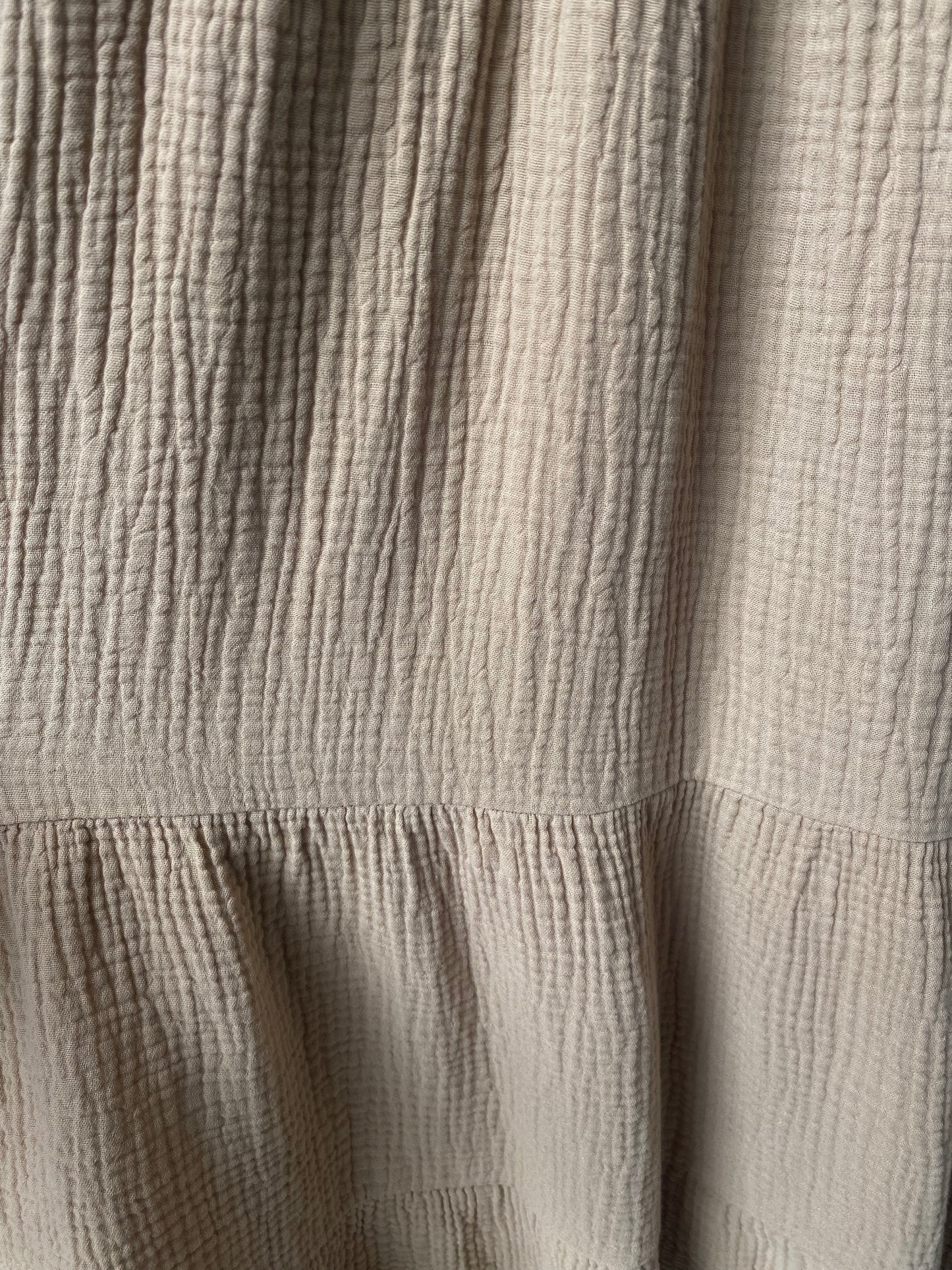 100% Waffle Cotton Sleeveless Flounce Summer Dress - TAN CAMEL