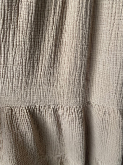 100% Waffle Cotton Sleeveless Flounce Summer Dress - TAN CAMEL