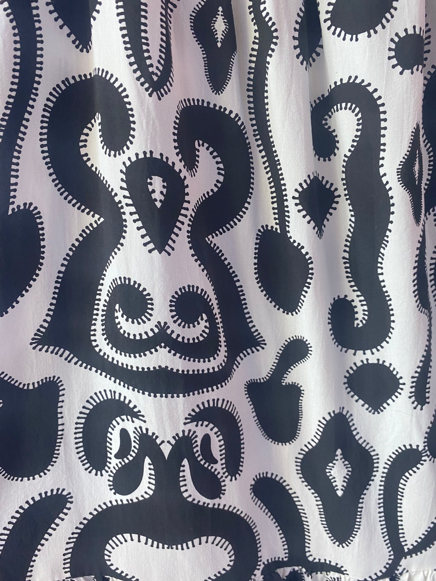 Printed Spaghetti Strap Sundress with Flounce - BLACK & WHITE
