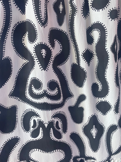 Printed Spaghetti Strap Sundress with Flounce - BLACK & WHITE