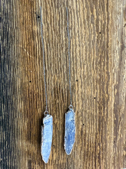 Sterling Silver Blue Semi Precious Threader Earrings- CANADA
