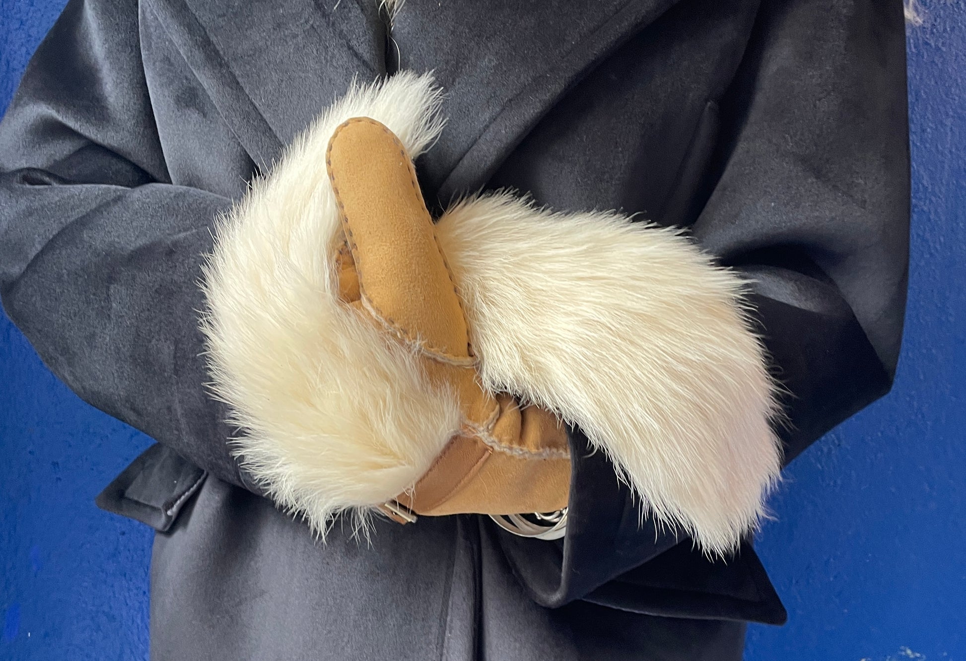 Shearling Shag Suede Fully Lined Mittens