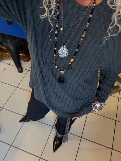 Lightweight Top and Wide Leg Pant 2pc SET - Denim BLUE