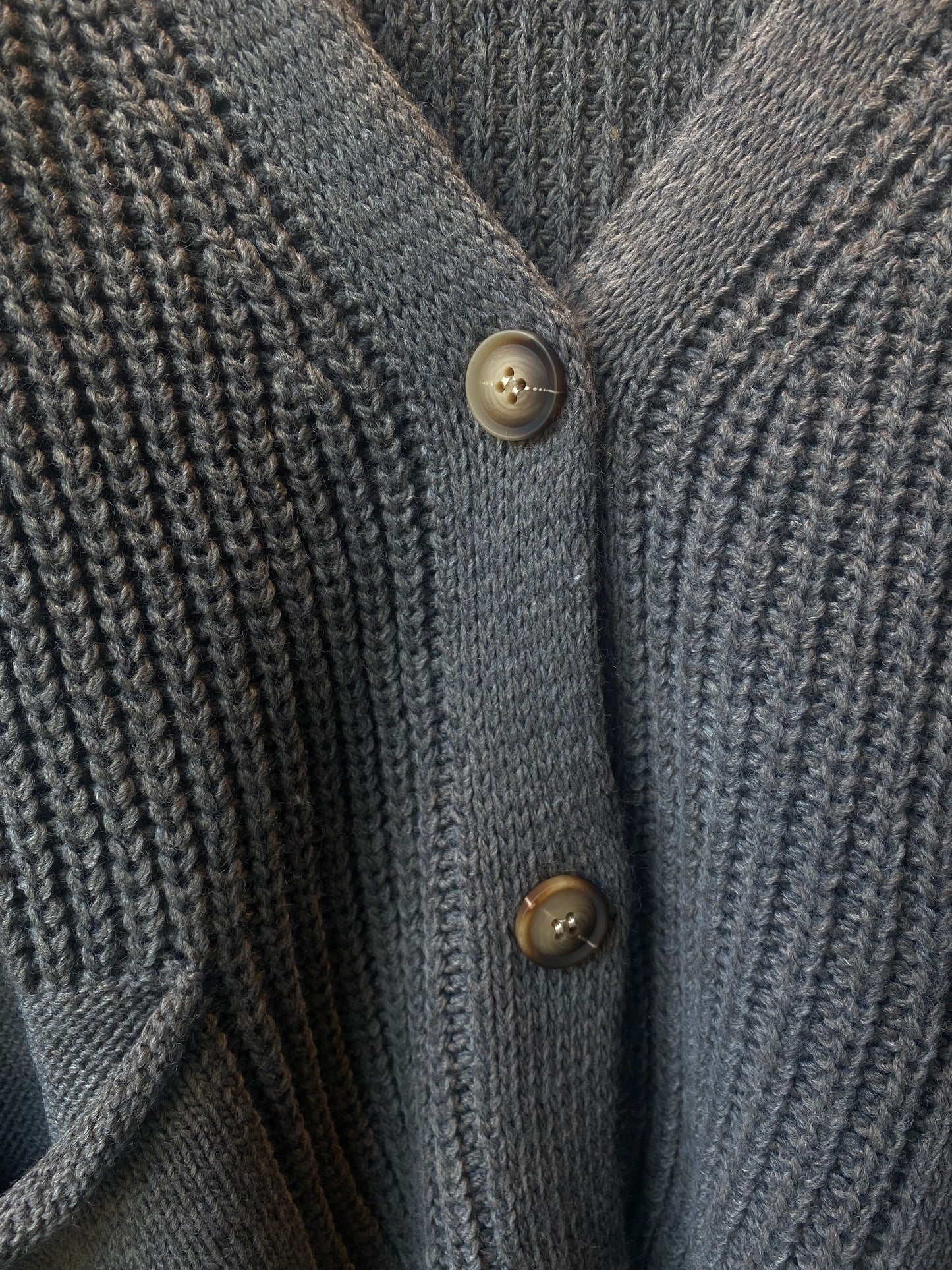 Chunky Knit Front Pocket Cardigan - Grey