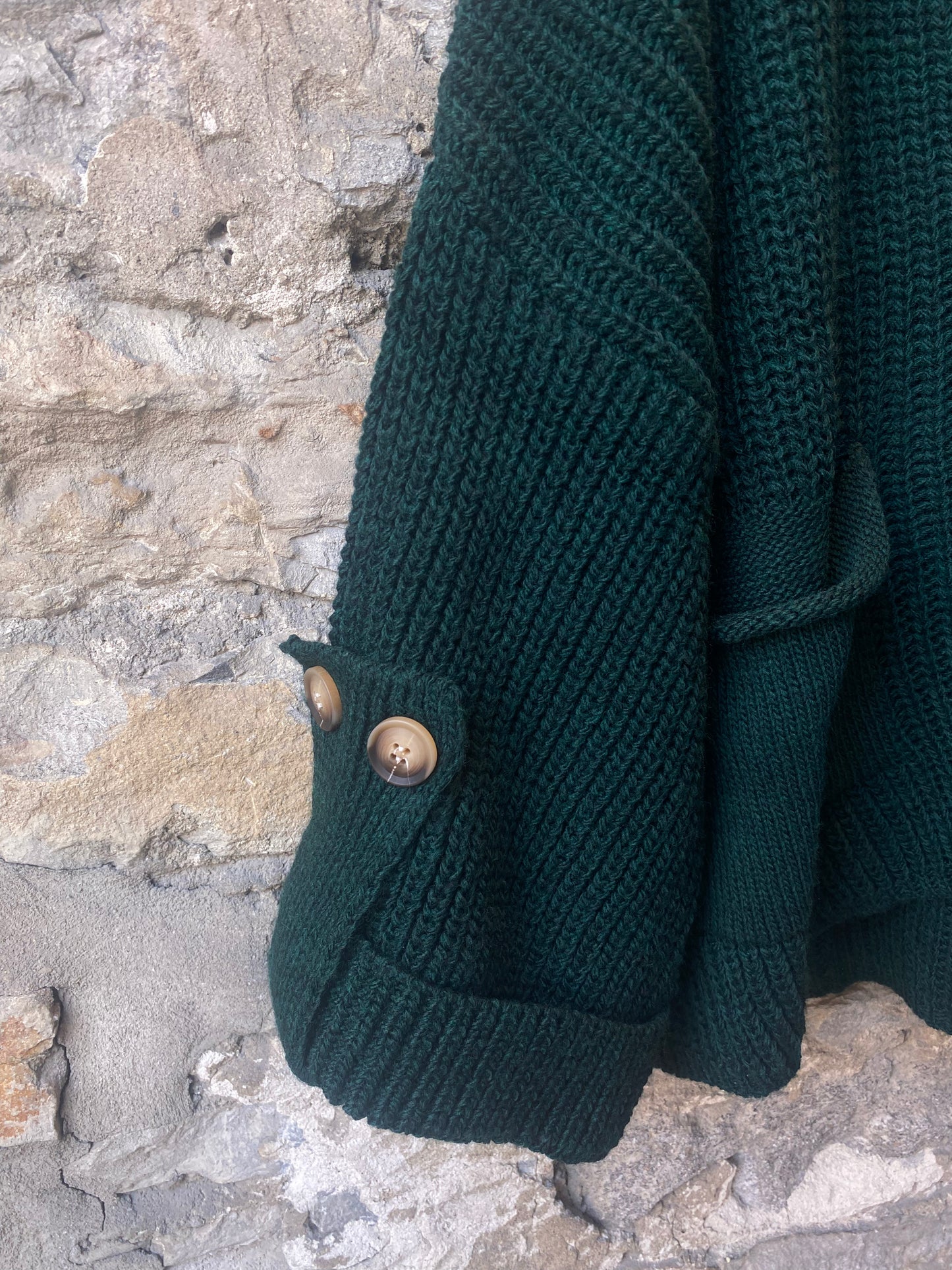 Chunky Knit Front Pocket Cardigan - Green