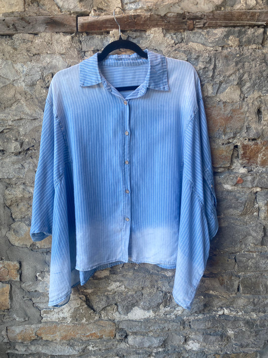 Oversized denim Ombre Pinstripe Shirt