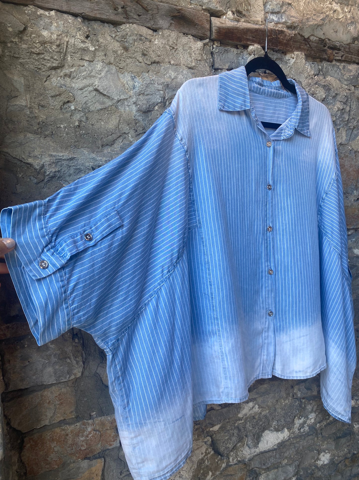 Oversized denim Ombre Pinstripe Shirt