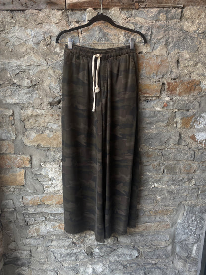 Green Palazzo Pants With POCKETS- Camo
