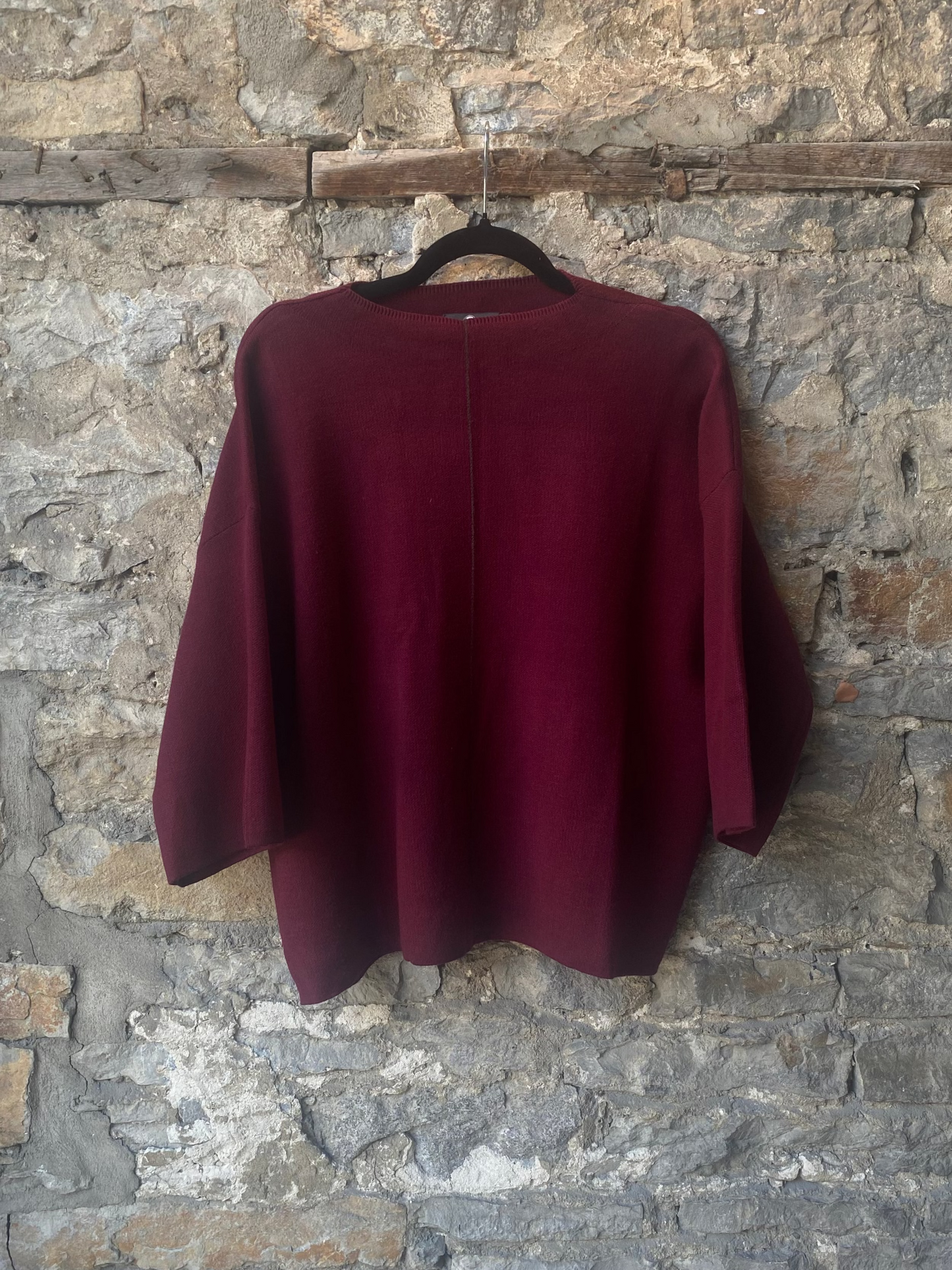 2 PC Burgundy Knit Sweater and Wide Leg Pant Set