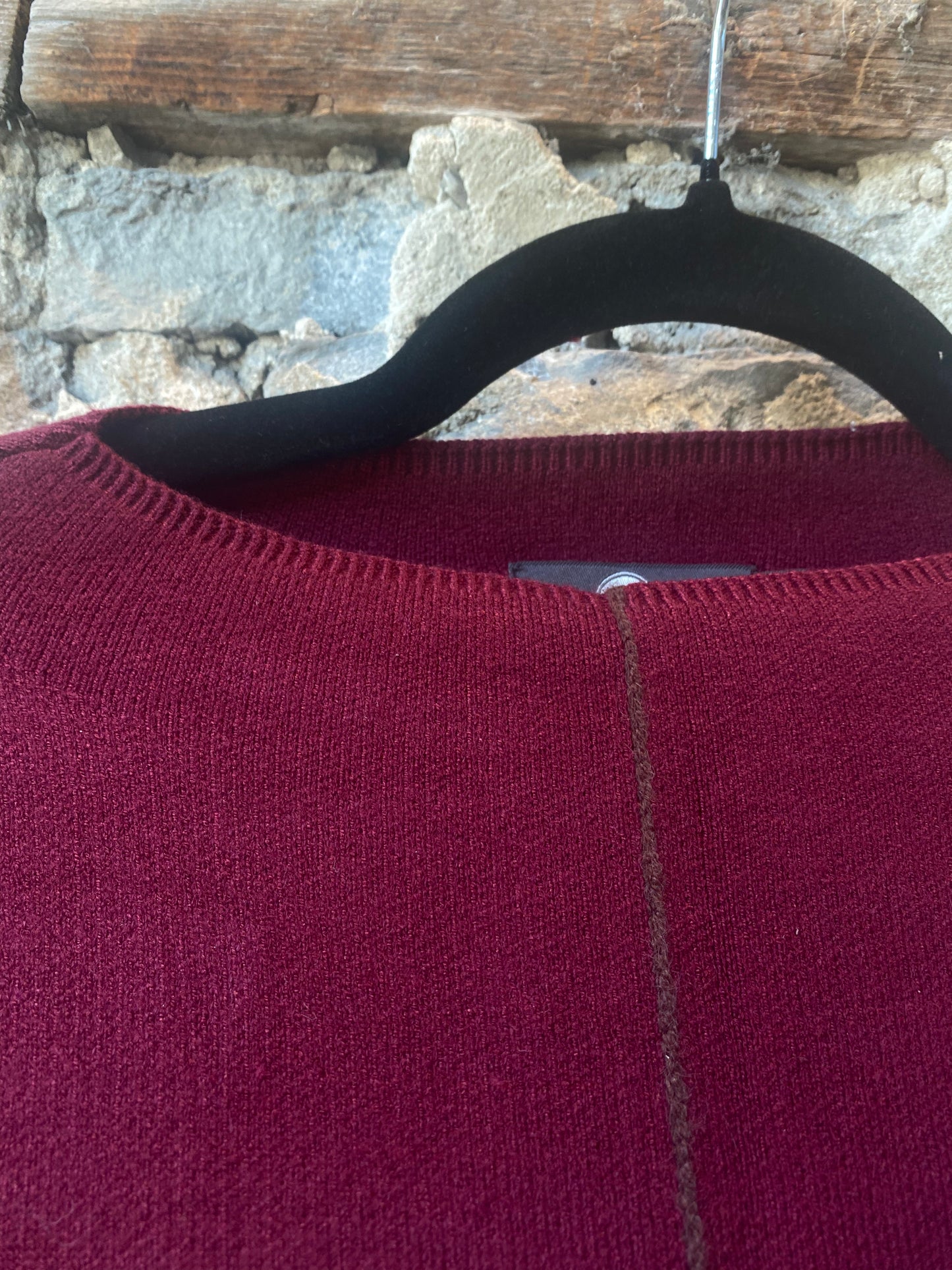 2 PC Burgundy Knit Sweater and Wide Leg Pant Set