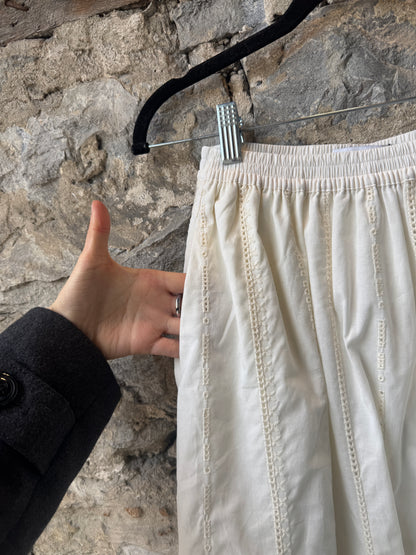 100% Cotton Eyelet Tiered Maxi Skirt -IVORY