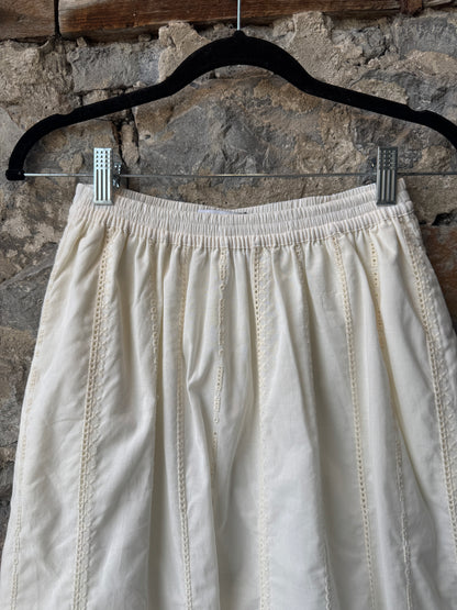 100% Cotton Eyelet Tiered Maxi Skirt -IVORY