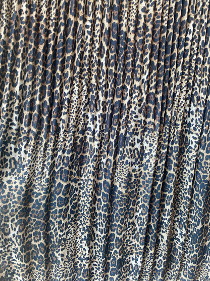 Pleated Long Sleeve animal print dress