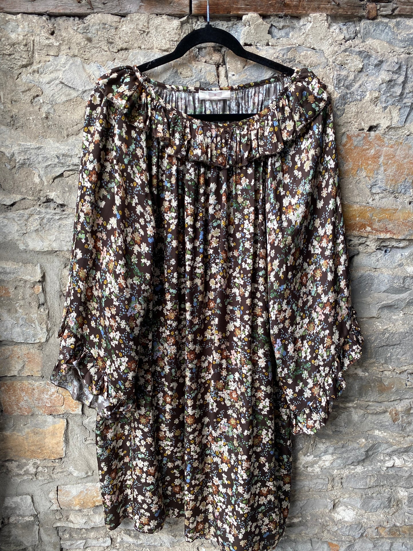 Floral Ruffled Sleeve A-line Dress