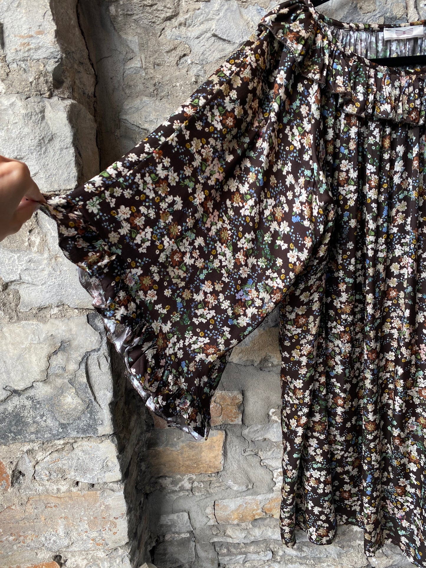 Floral Ruffled Sleeve A-line Dress