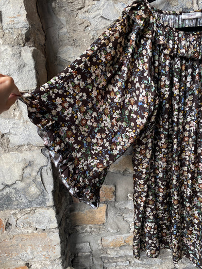 Floral Ruffled Sleeve A-line Dress