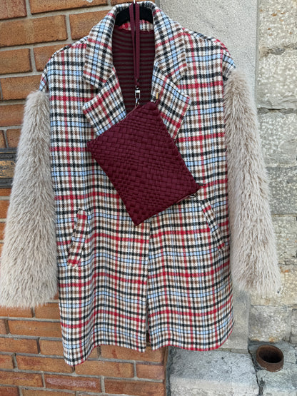 Hand Woven 3-in-1 Crossbody Messenger  Bag - BURGUNDY