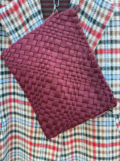 Hand Woven 3-in-1 Crossbody Messenger  Bag - BURGUNDY