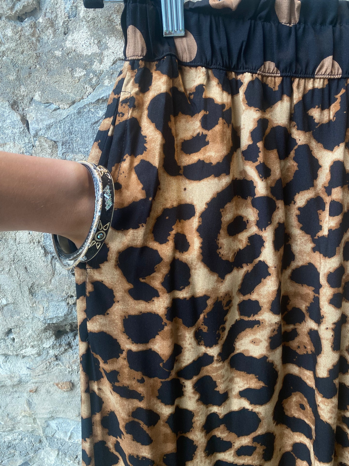 Animal Print Wide Leg Pants with POCKETS