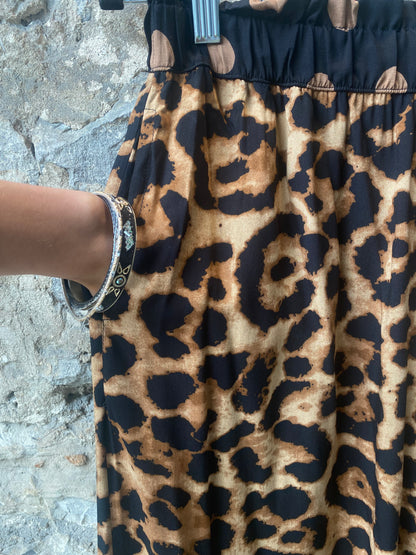 Animal Print Wide Leg Pants with POCKETS
