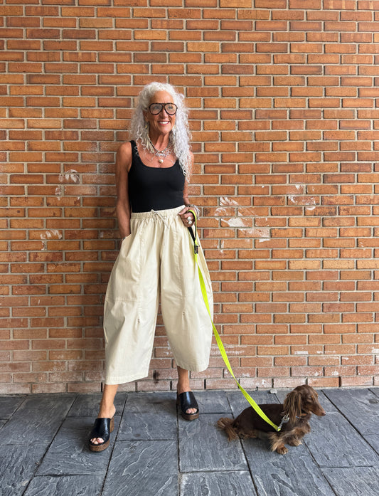Cotton Barrel Pant with Pocket- IVORY