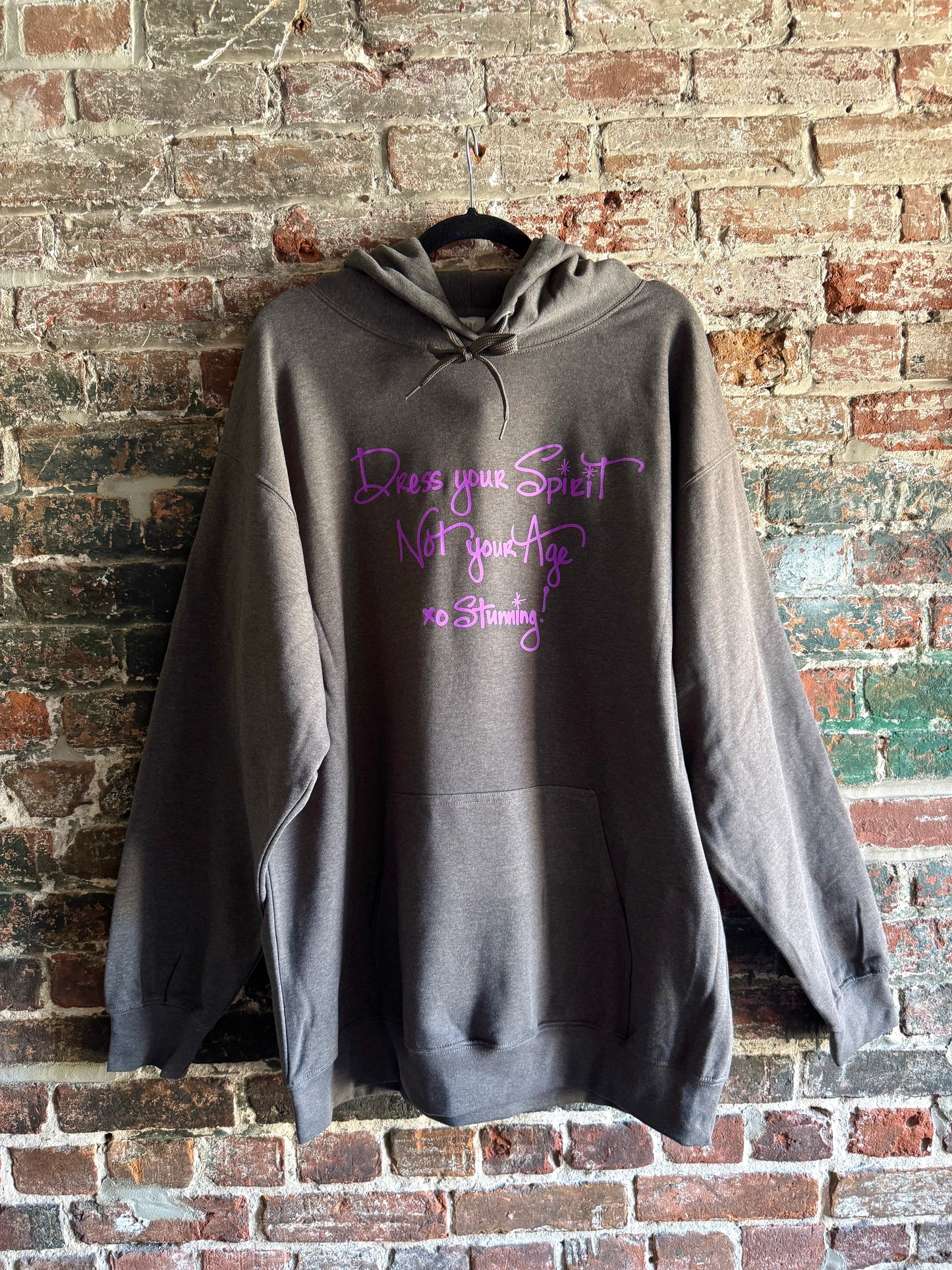 Cotton Hoody Sweatshirt with Front Pouch STUNNING - Grey