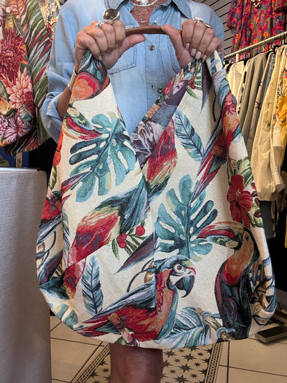 100% Cotton Hobo Tote-Parrot