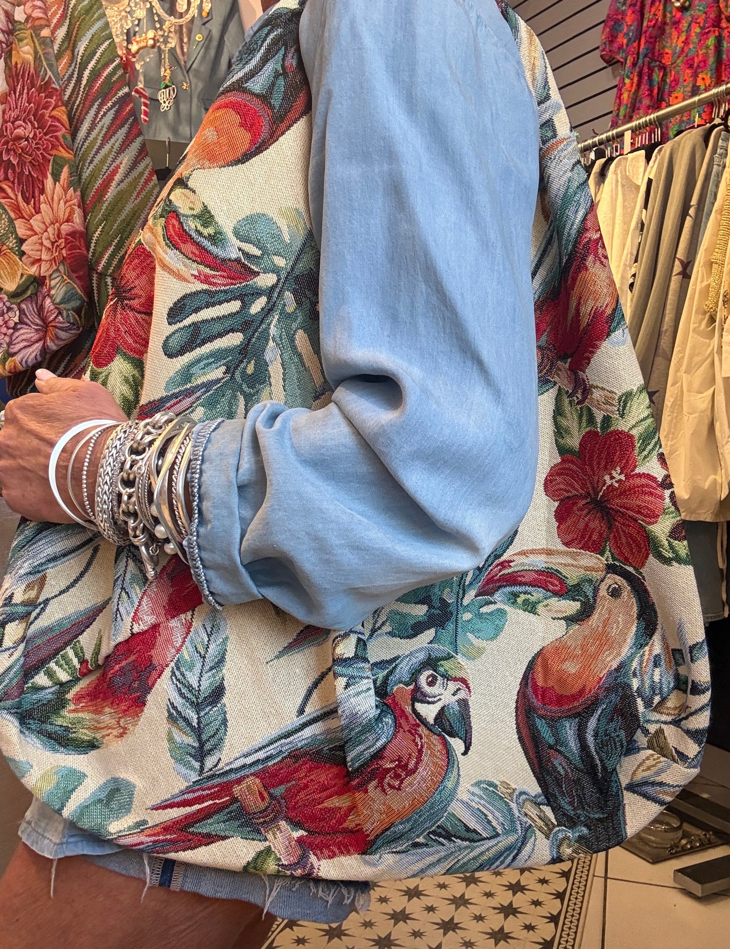 100% Cotton Hobo Tote-Parrot