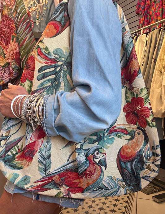 100% Cotton Hobo Tote-Parrot