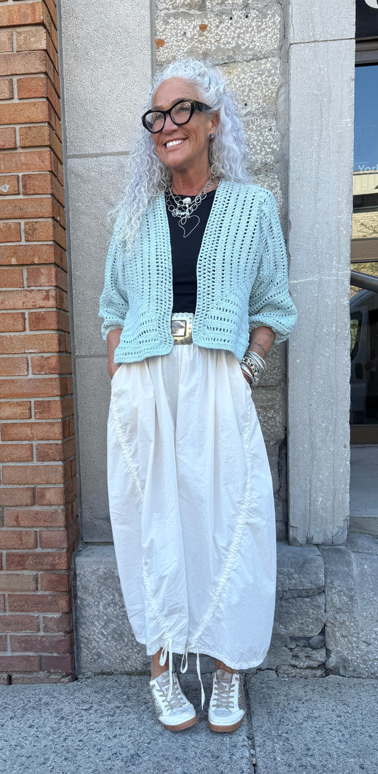 100% Hand Loomed Cotton Short Cardigan - BLUE