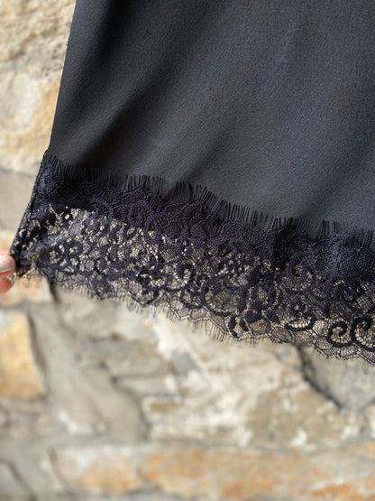 Satin Black Lace Spaghetti Strap Tank