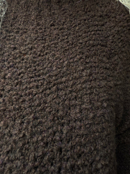 Light Weight Roll Neck Teddy Sweater - BROWN
