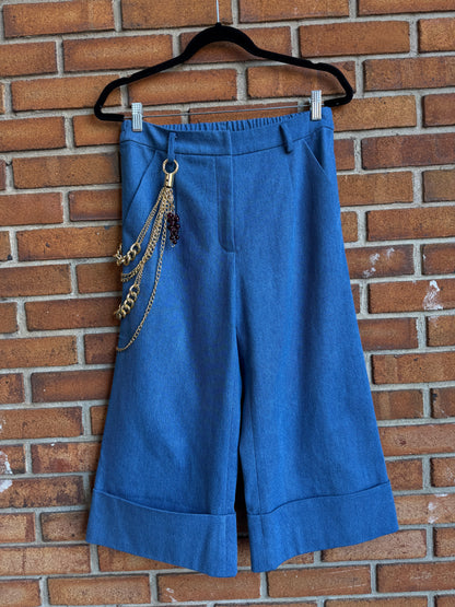 100% Cotton Denim Culottes with Removable Chain