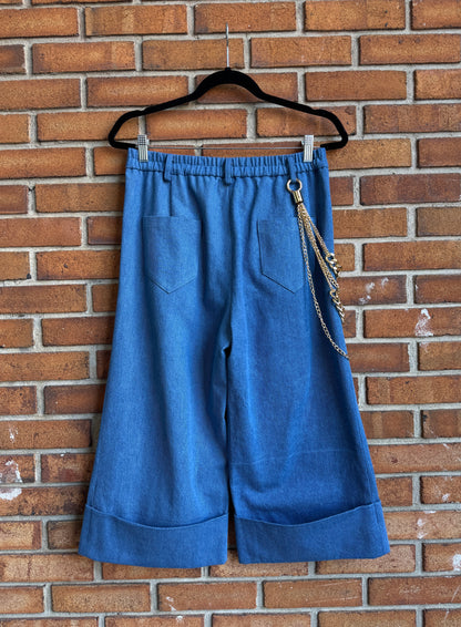 100% Cotton Denim Culottes with Removable Chain