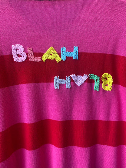 Pink Striped Cotton Cashmere Rugby Sweater- BLAH BLAH