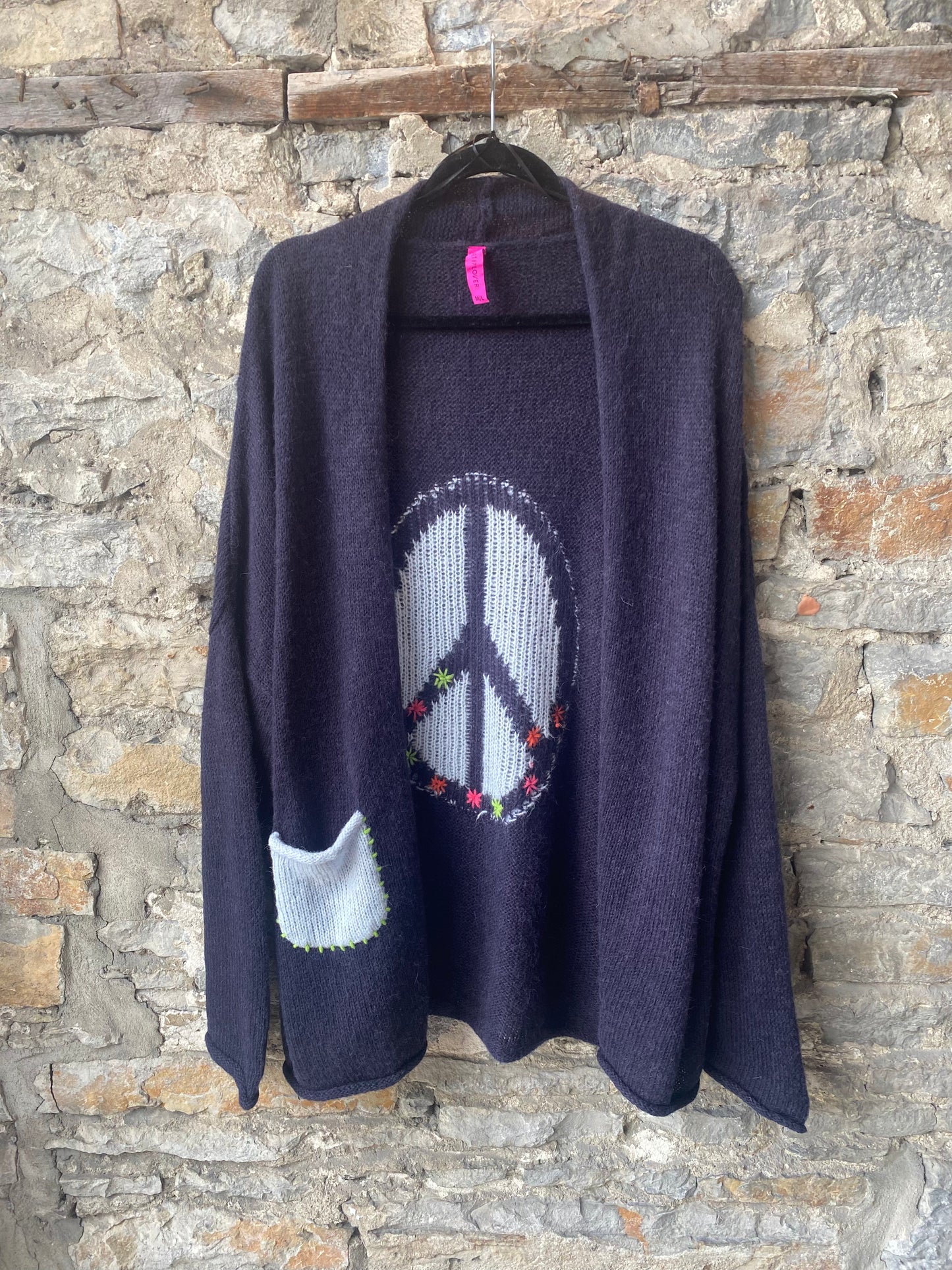 Open Front Peace Cardigan - NAVY