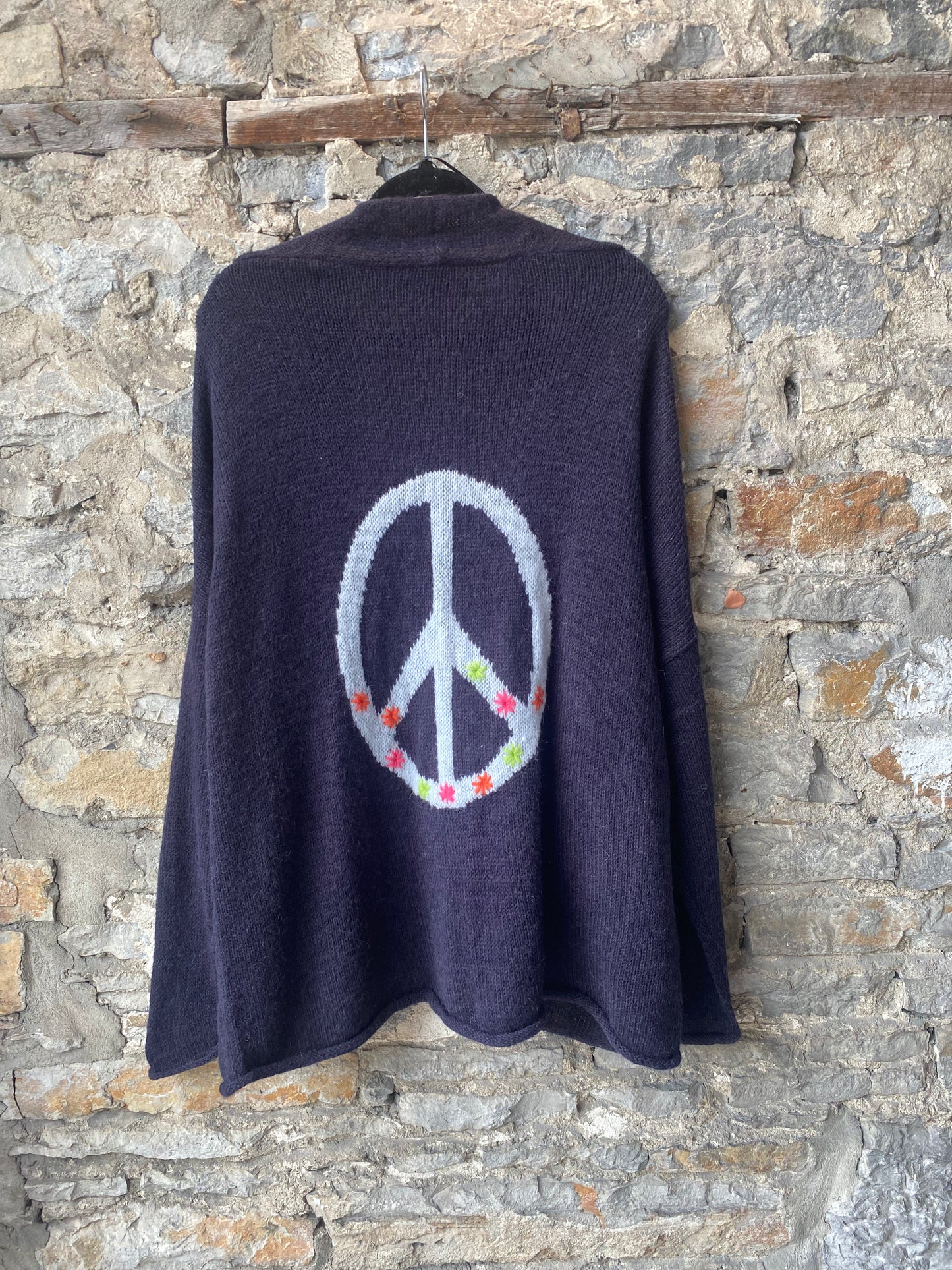 Open Front Peace Cardigan - NAVY