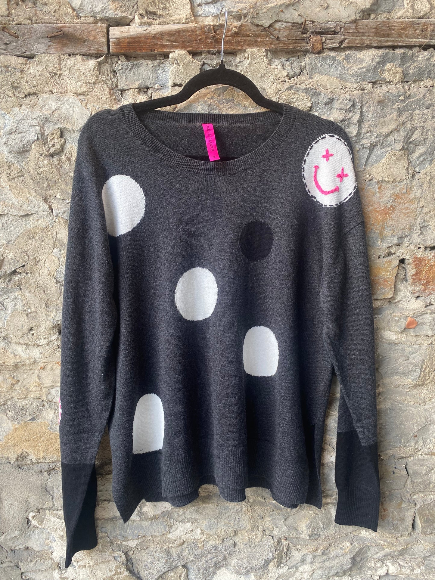 Grey Cotton Cashmere Dotted Sweater