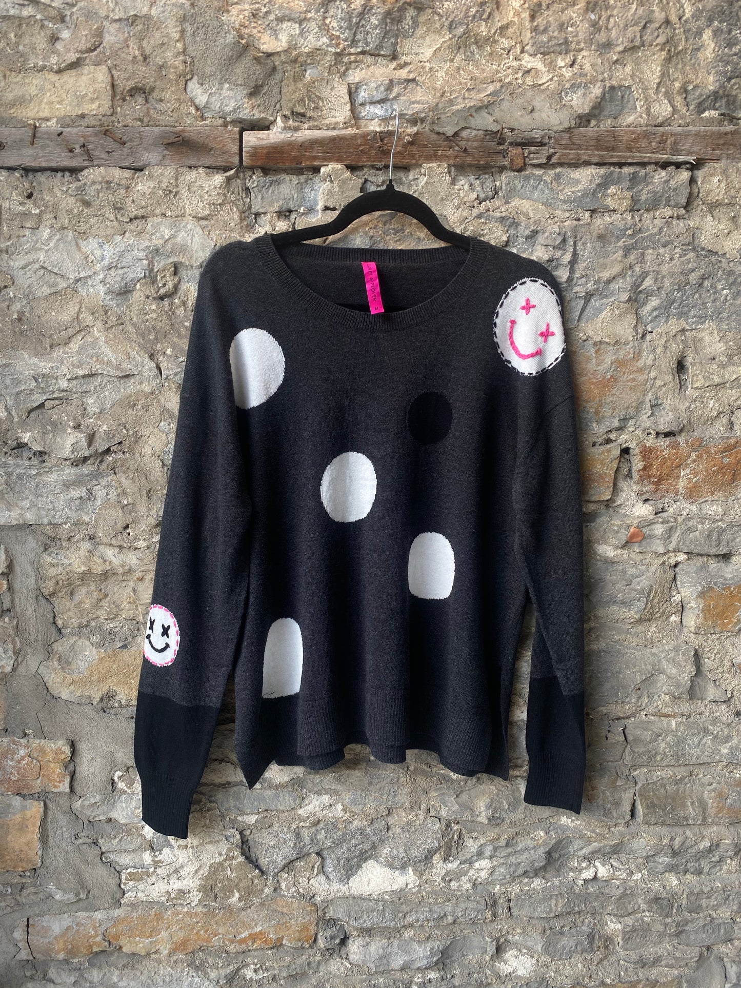 Grey Cotton Cashmere Dotted Sweater