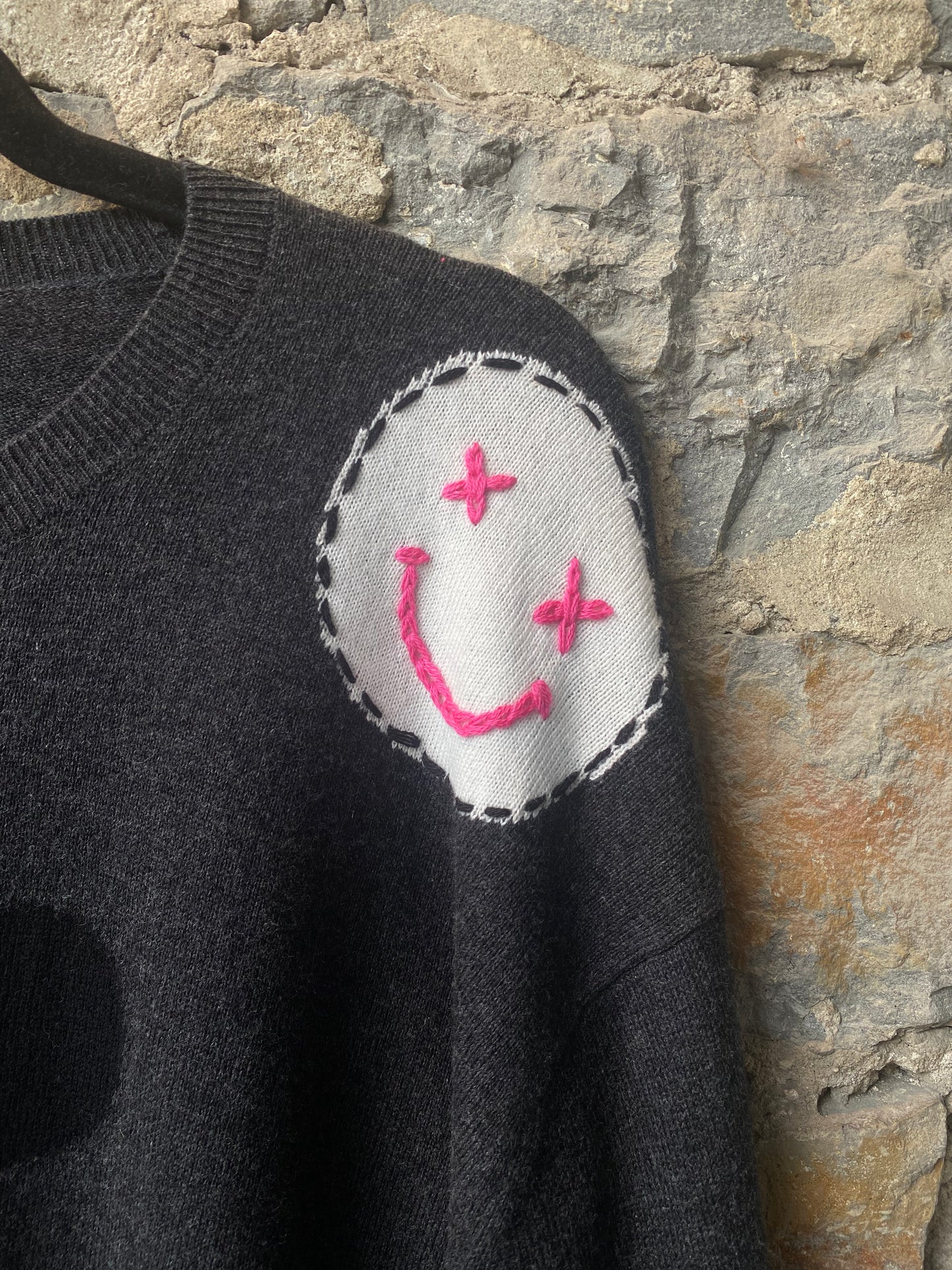 Grey Cotton Cashmere Dotted Sweater