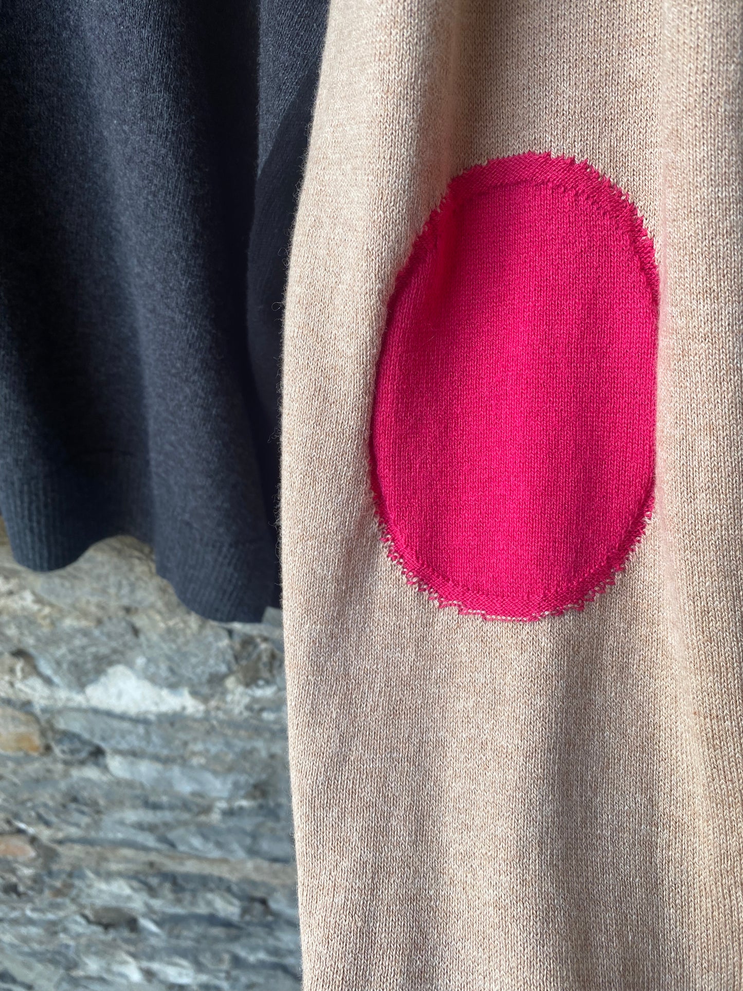 Colour Blocked Cotton Cashmere Elbow Patch Sweater