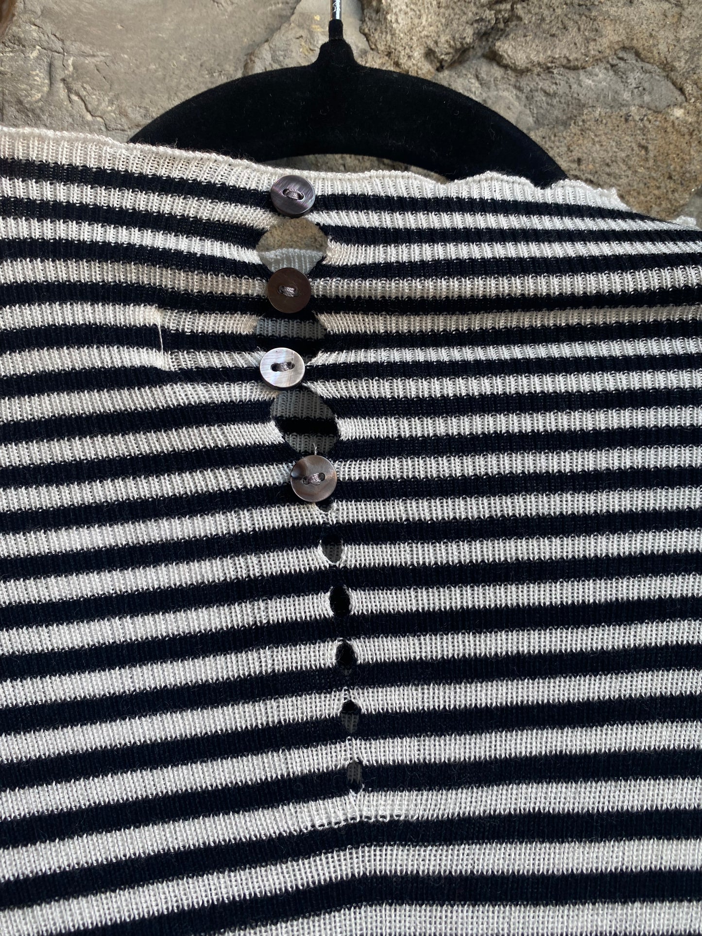 Black & White Striped Mock Neck Sweater