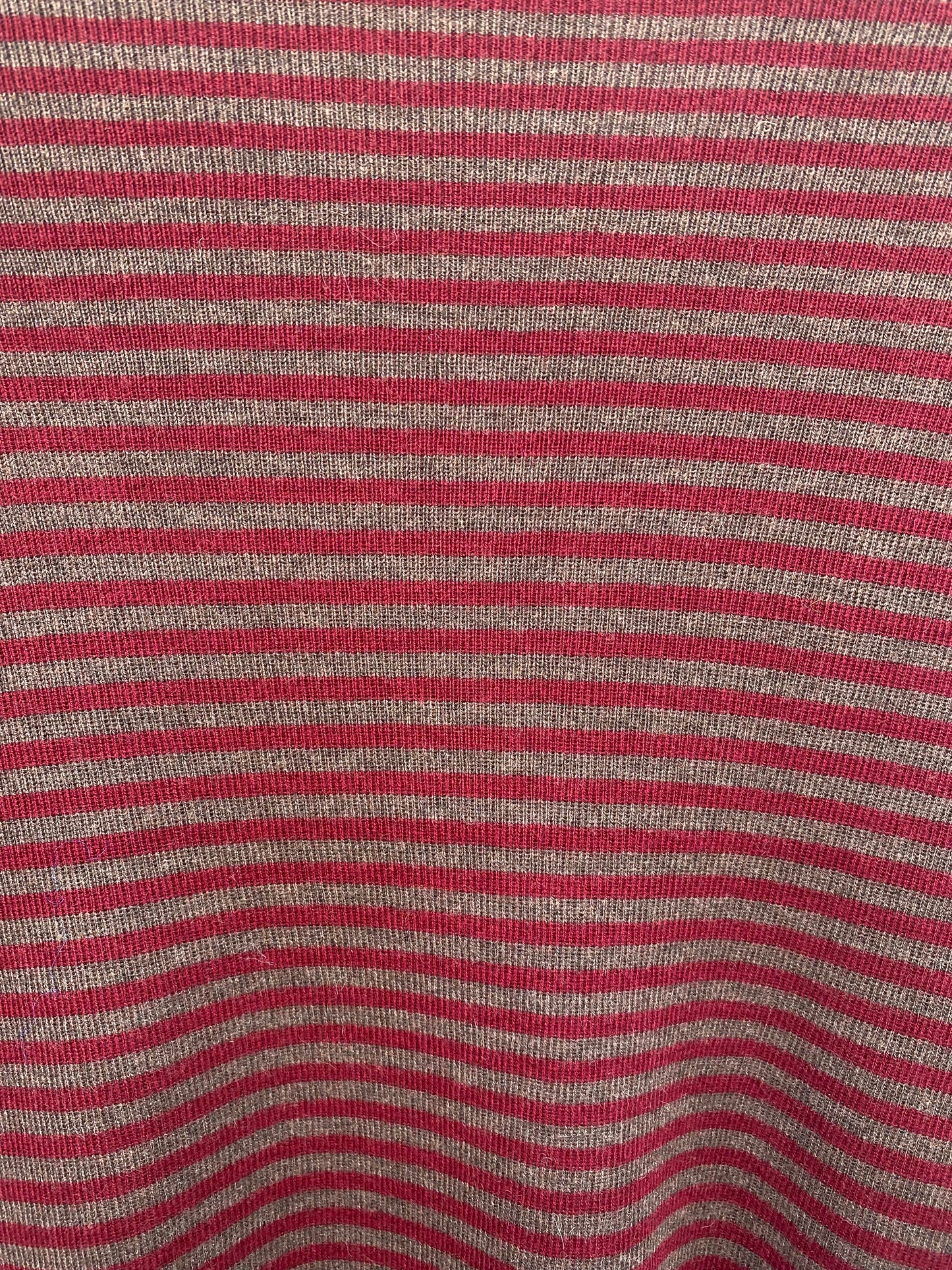 Red & Grey Striped Mock Neck Sweater