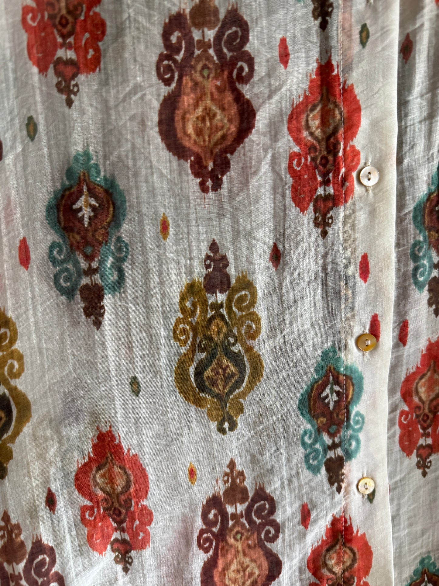 Lightweight Bohemian Printed Shirt-  BROWN, ORANGE, TEAL
